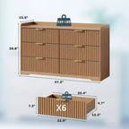 Commode double moderne à 6 tiroirs, large coffre de rangement en bois, meuble de chambre à coucher, organiseur de vêtements pour chambre d'enfant, avec dispositif anti-basculement