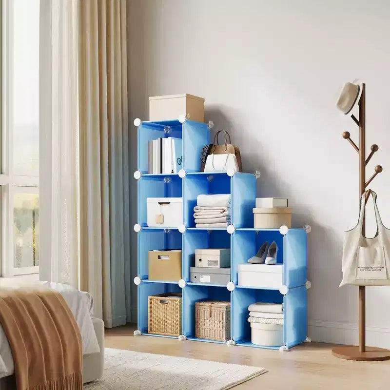 Cube Storage Organizer, 9-Cube Closet Storage Shelves, DIY Stackable Clothes Storage Organizer Shelving, for Bedroom, Living Room, Office