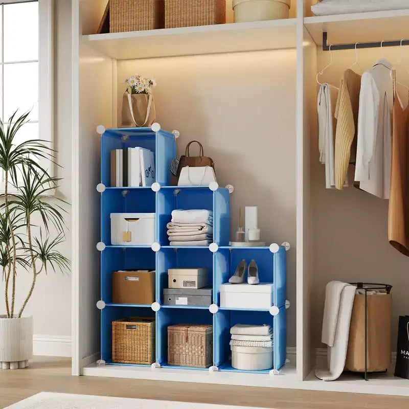 Meuble de rangement à casiers, étagères de rangement pour placard à 9 casiers, étagères de rangement pour vêtements empilables à monter soi-même, pour chambre, salon, bureau
