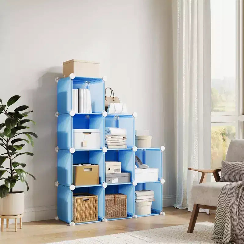 Meuble de rangement à casiers, étagères de rangement pour placard à 9 casiers, étagères de rangement pour vêtements empilables à monter soi-même, pour chambre, salon, bureau