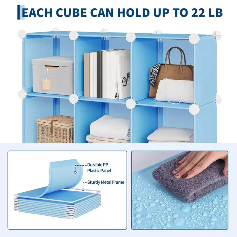 Meuble de rangement à casiers, étagères de rangement pour placard à 9 casiers, étagères de rangement pour vêtements empilables à monter soi-même, pour chambre, salon, bureau