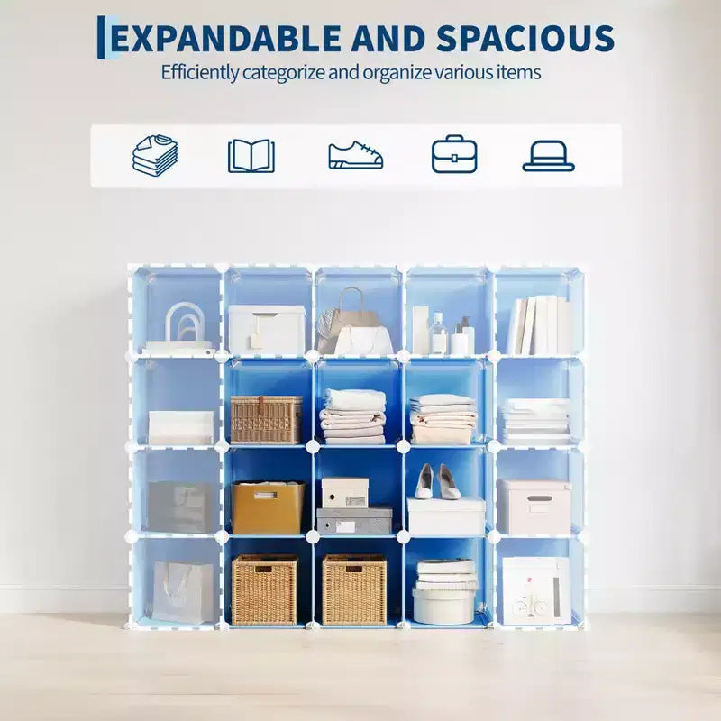 Meuble de rangement à casiers, étagères de rangement pour placard à 9 casiers, étagères de rangement pour vêtements empilables à monter soi-même, pour chambre, salon, bureau