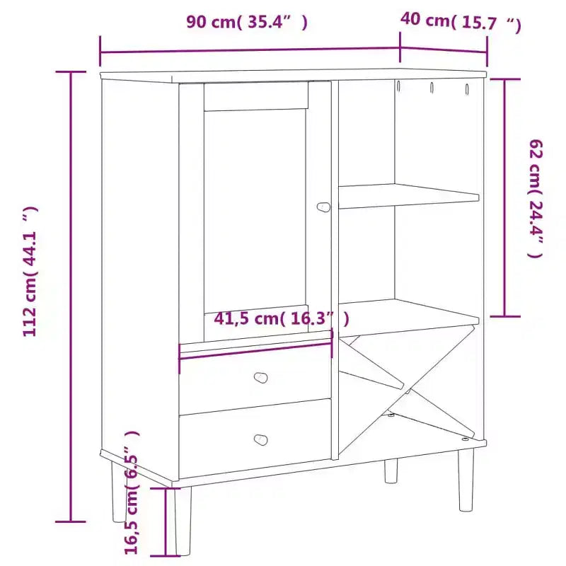 vidaXL SENJA Buffet haut de rangement armoire latérale aspect rotin en pin massif