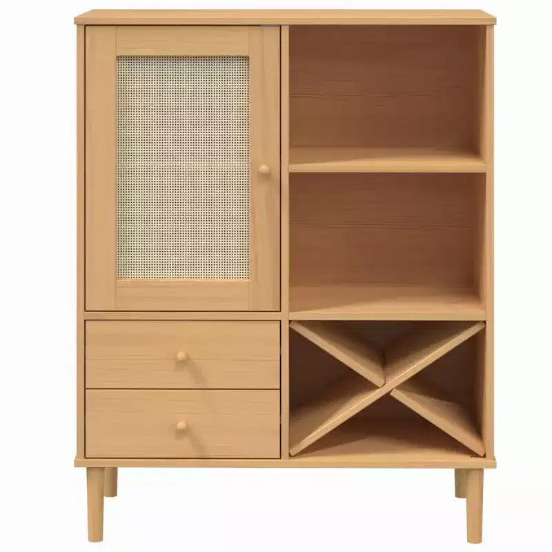 vidaXL SENJA Buffet haut de rangement armoire latérale aspect rotin en pin massif
