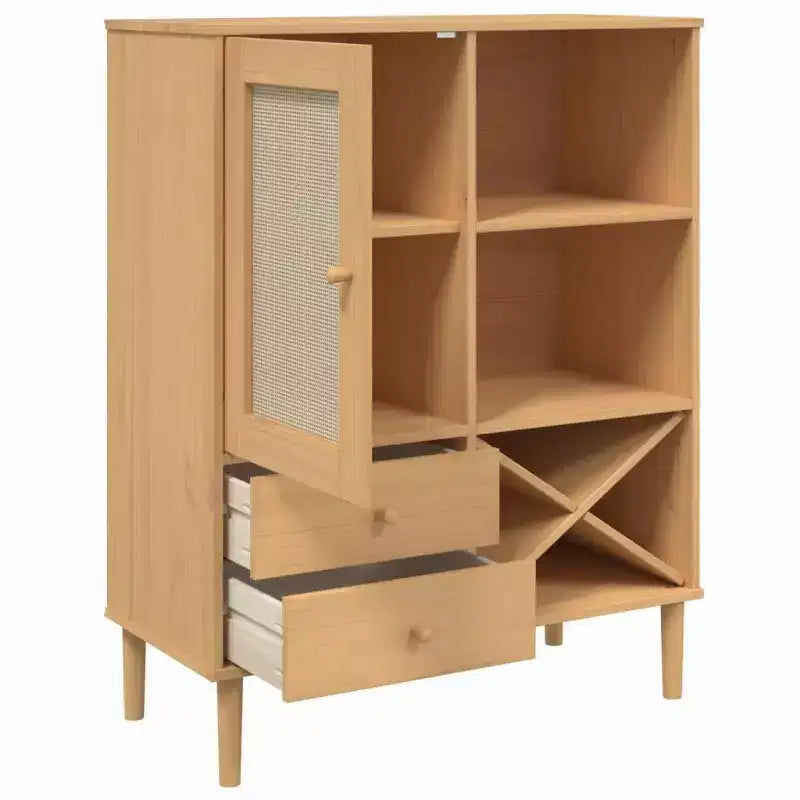 vidaXL SENJA Buffet haut de rangement armoire latérale aspect rotin en pin massif