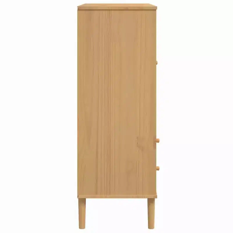 vidaXL SENJA Buffet haut de rangement armoire latérale aspect rotin en pin massif