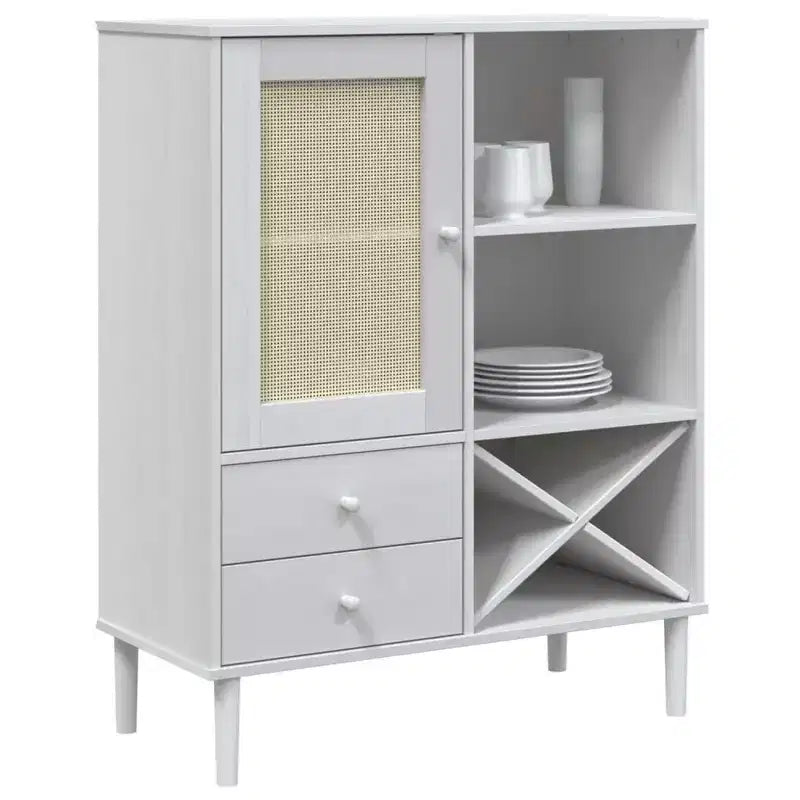 vidaXL SENJA Buffet haut de rangement armoire latérale aspect rotin en pin massif