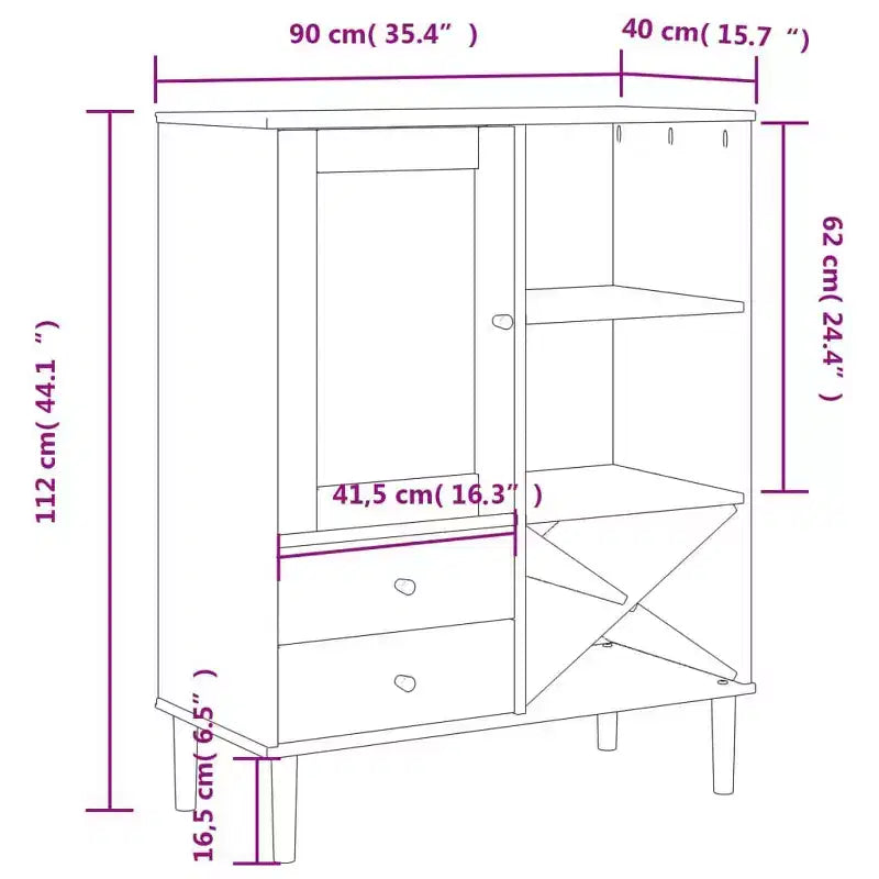 vidaXL SENJA Buffet haut de rangement armoire latérale aspect rotin en pin massif