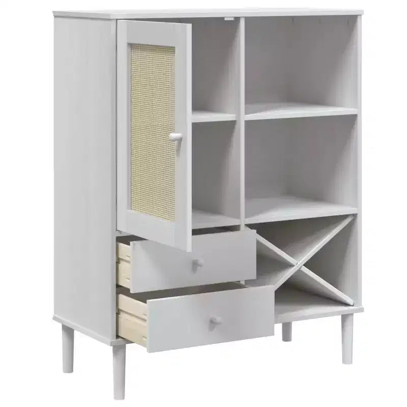 vidaXL SENJA Buffet haut de rangement armoire latérale aspect rotin en pin massif