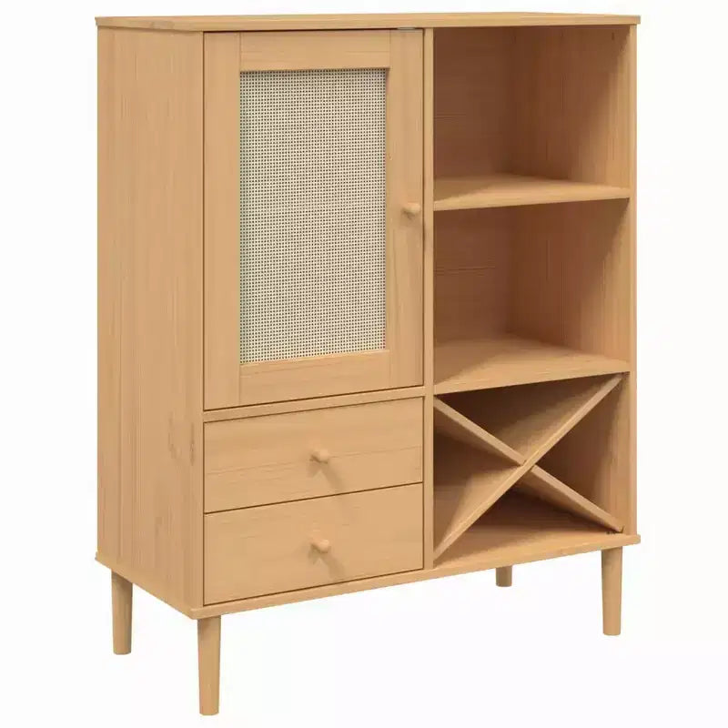 vidaXL SENJA Buffet haut de rangement armoire latérale aspect rotin en pin massif