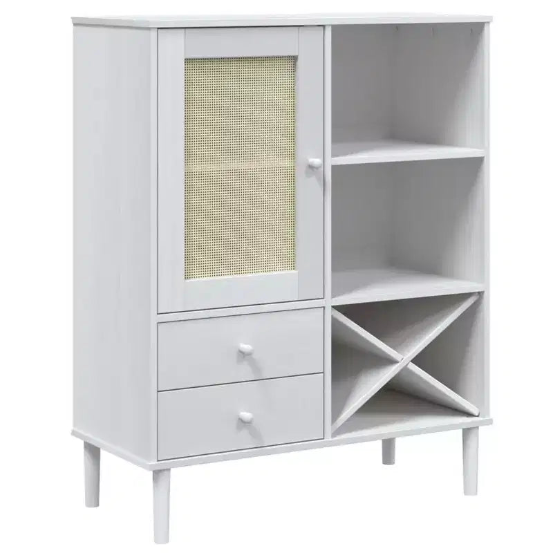 vidaXL SENJA Buffet haut de rangement armoire latérale aspect rotin en pin massif