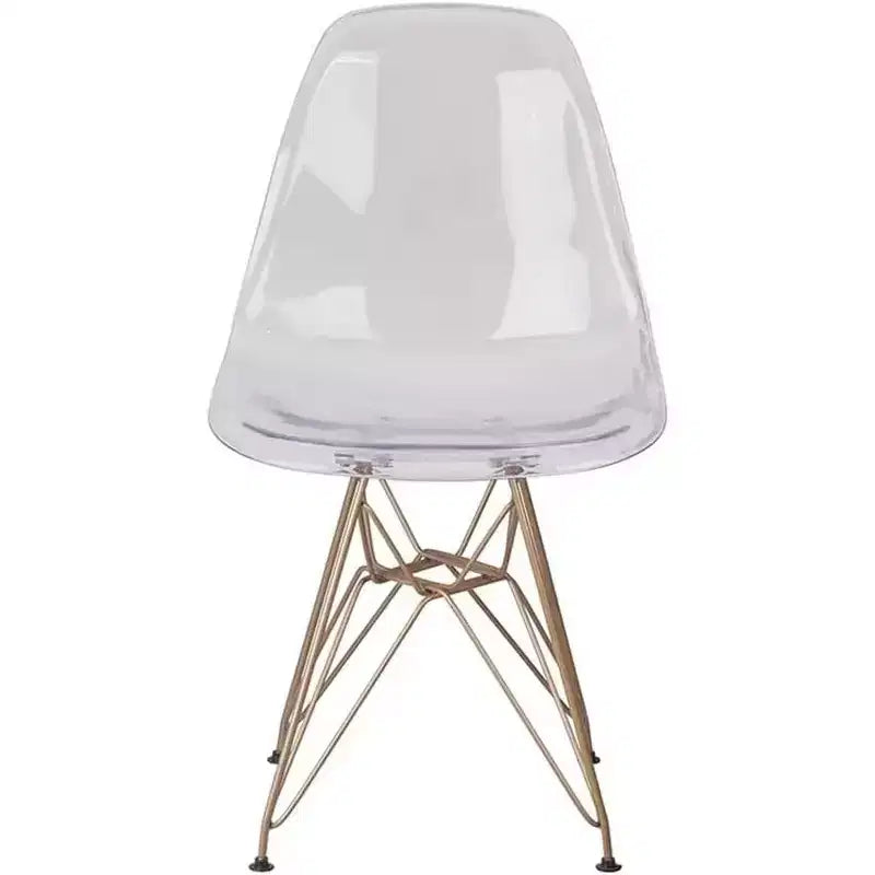Okak Lot de 2 chaises de salle à manger élégantes, chaises de cuisine avec pieds dorés et assise transparente, chaises de salle à manger modernes pour salon, salle à manger, doré+transparent