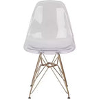 Okak Lot de 2 chaises de salle à manger élégantes, chaises de cuisine avec pieds dorés et assise transparente, chaises de salle à manger modernes pour salon, salle à manger, doré+transparent