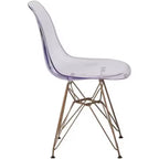 Okak Lot de 2 chaises de salle à manger élégantes, chaises de cuisine avec pieds dorés et assise transparente, chaises de salle à manger modernes pour salon, salle à manger, doré+transparent
