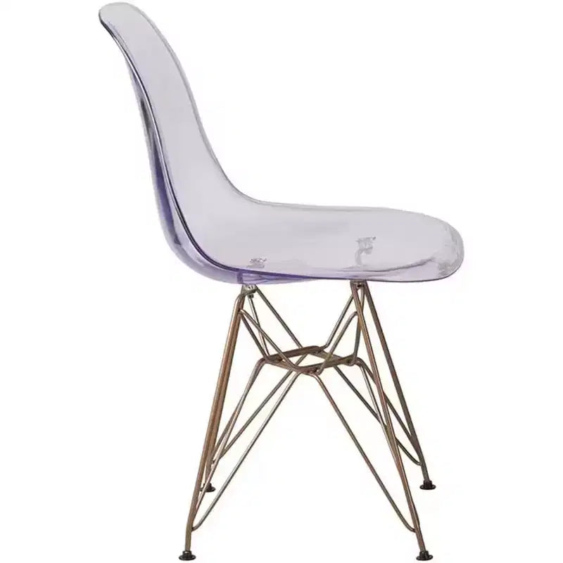 Okak Lot de 2 chaises de salle à manger élégantes, chaises de cuisine avec pieds dorés et assise transparente, chaises de salle à manger modernes pour salon, salle à manger, doré+transparent