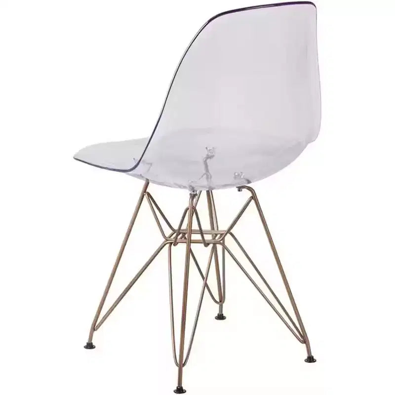 Okak Lot de 2 chaises de salle à manger élégantes, chaises de cuisine avec pieds dorés et assise transparente, chaises de salle à manger modernes pour salon, salle à manger, doré+transparent
