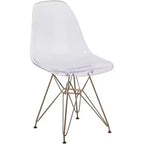 Okak Lot de 2 chaises de salle à manger élégantes, chaises de cuisine avec pieds dorés et assise transparente, chaises de salle à manger modernes pour salon, salle à manger, doré+transparent