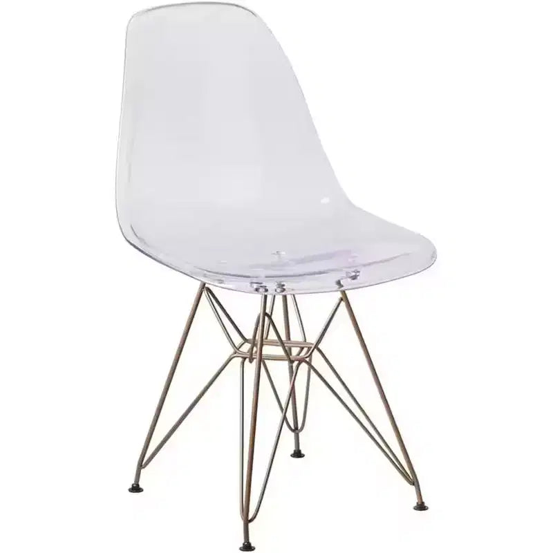 Okak Lot de 2 chaises de salle à manger élégantes, chaises de cuisine avec pieds dorés et assise transparente, chaises de salle à manger modernes pour salon, salle à manger, doré+transparent