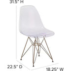 Okak Lot de 2 chaises de salle à manger élégantes, chaises de cuisine avec pieds dorés et assise transparente, chaises de salle à manger modernes pour salon, salle à manger, doré+transparent