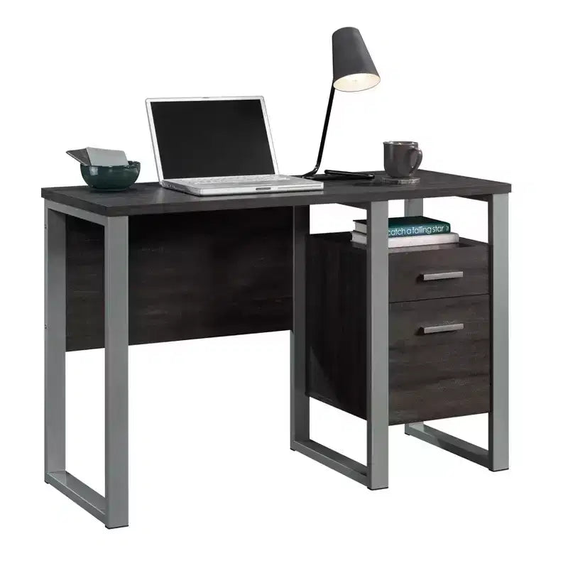 TUYOHW 45 Office Desk,Computer Desk with 2 Storage Drawer and 1 Open Shelf,Metal Frame,Modern Writing Desk for Home Office,Study,Bedroom,Black