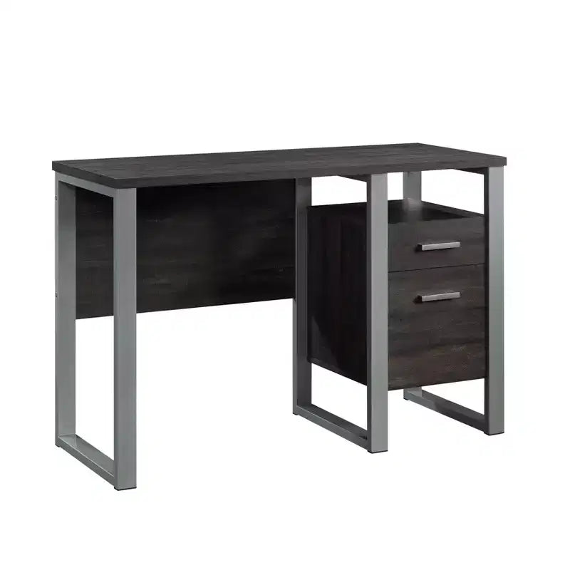 TUYOHW 45 Bureau, bureau d'ordinateur avec 2 tiroirs de rangement et 1 étagère ouverte, cadre en métal, bureau d'écriture moderne pour bureau à domicile, étude, chambre, noir