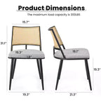 Okak Lot de 2 chaises de salle à manger du milieu du siècle, chaises de salle à manger en rotin avec cadre en métal, chaises de salle à manger en bouclette pour salle à manger, cuisine