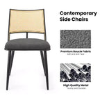 Okak Lot de 2 chaises de salle à manger du milieu du siècle, chaises de salle à manger en rotin avec cadre en métal, chaises de salle à manger en bouclette pour salle à manger, cuisine