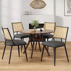 Okak Lot de 2 chaises de salle à manger du milieu du siècle, chaises de salle à manger en rotin avec cadre en métal, chaises de salle à manger en bouclette pour salle à manger, cuisine