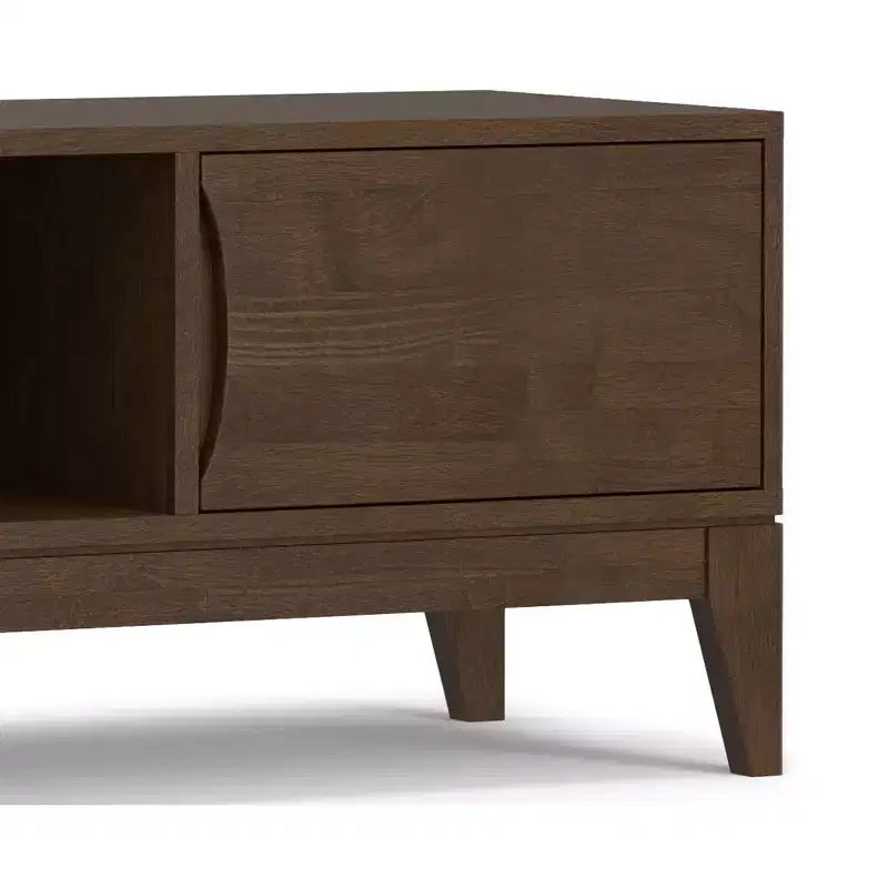 Meuble TV bas moderne du milieu du siècle en bois massif Pearson de 72 pouces de large pour téléviseurs jusqu'à 80 pouces