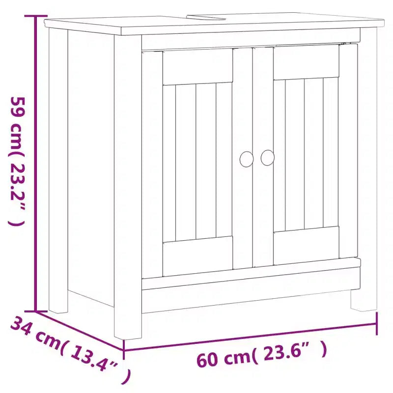 vidaXL Meuble sous-vasque BERG pour salle de bain Armoire de toilette en pin massif