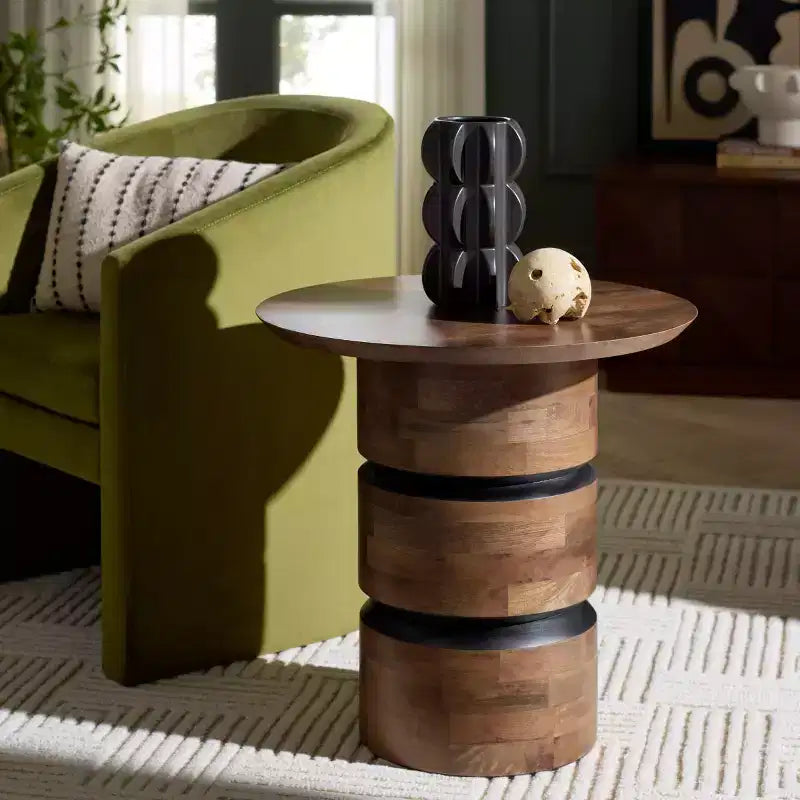 Table d'appoint ronde Zorro - ACC3254 - Noyer - Safavieh