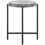 Gustavia Round Accent Table - ACC9805 - Grey Marble/Black - Safavieh