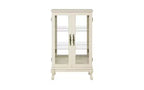 VIYET 44 Lighted Curio Cabinet, White MDF+Glass Display w/ Tempered Glass Doors & Adjustable Shelves (Mirrored Back, Bulb Included)