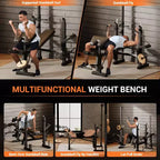 GustoWave Banc de Musculation Réglable, Banc de Développé Couché Multifonction Pliable avec Pupitre à Biceps, Développeur de Jambes et Poulie Haute Latissimus