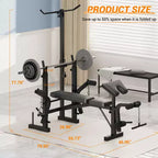 GustoWave Banc de Musculation Réglable, Banc de Développé Couché Multifonction Pliable avec Pupitre à Biceps, Développeur de Jambes et Poulie Haute Latissimus