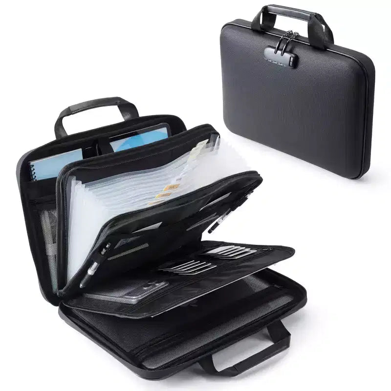 Fireproof Document Box with Lock, Waterproof Fire Safe Hard Case File Box, Portable Important Document Storage Organizer Bag