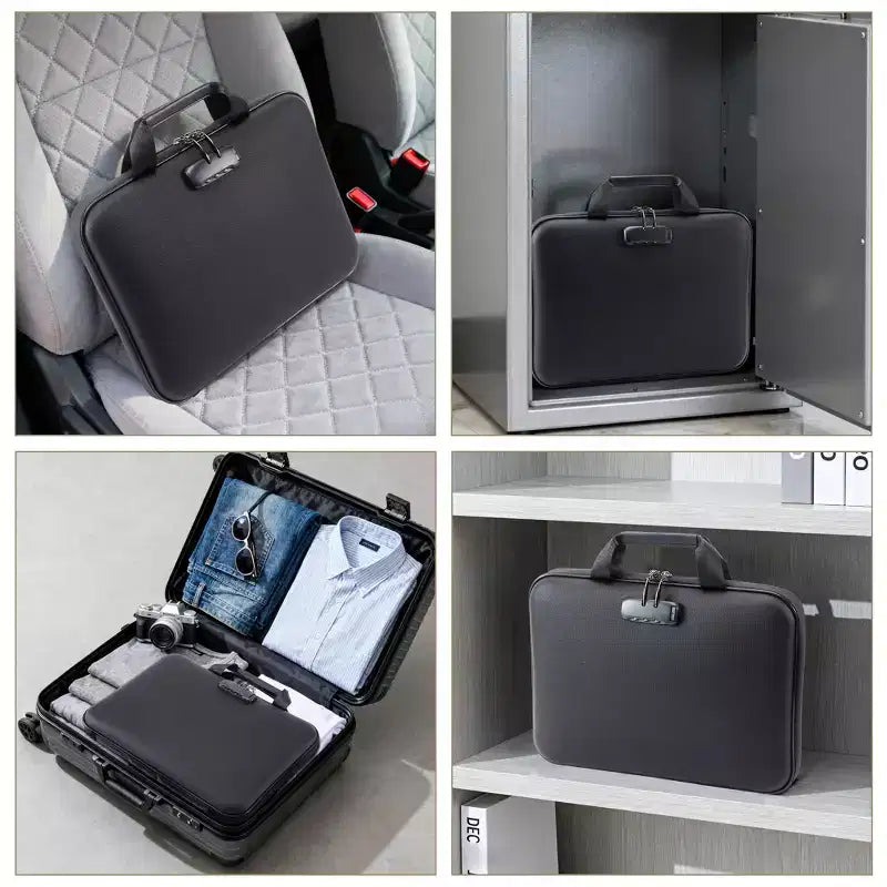 Boîte à documents ignifuge avec serrure, coffre-fort étanche et ignifuge pour documents, mallette de rangement portable pour documents importants
