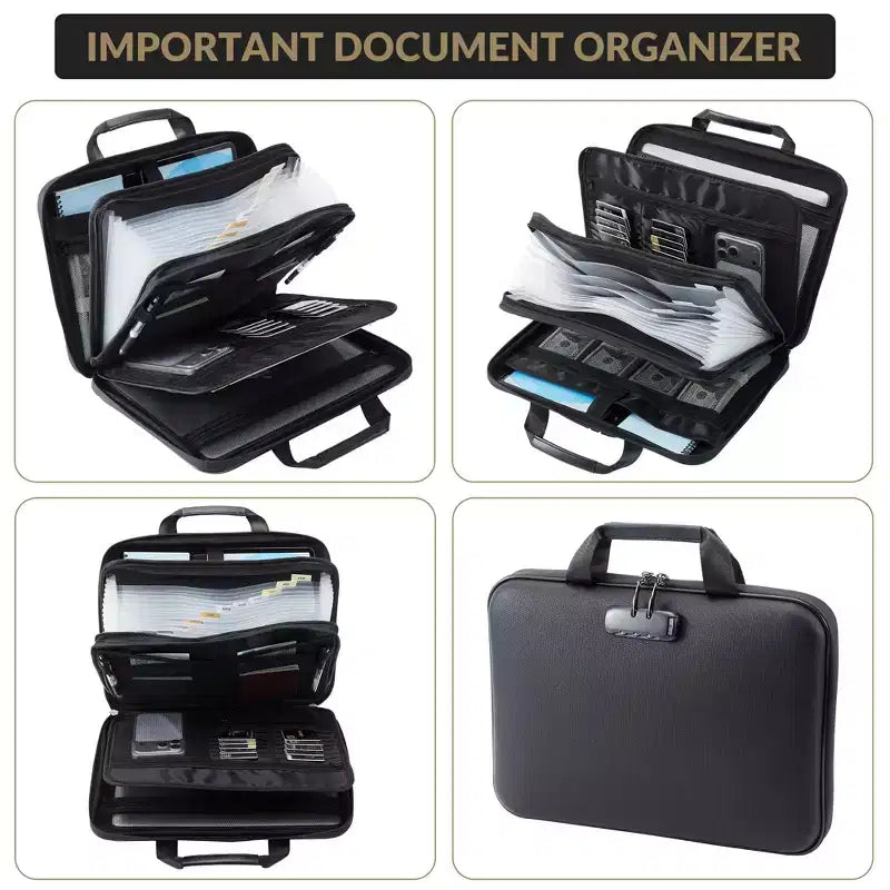 Boîte à documents ignifuge avec serrure, coffre-fort étanche et ignifuge pour documents, mallette de rangement portable pour documents importants