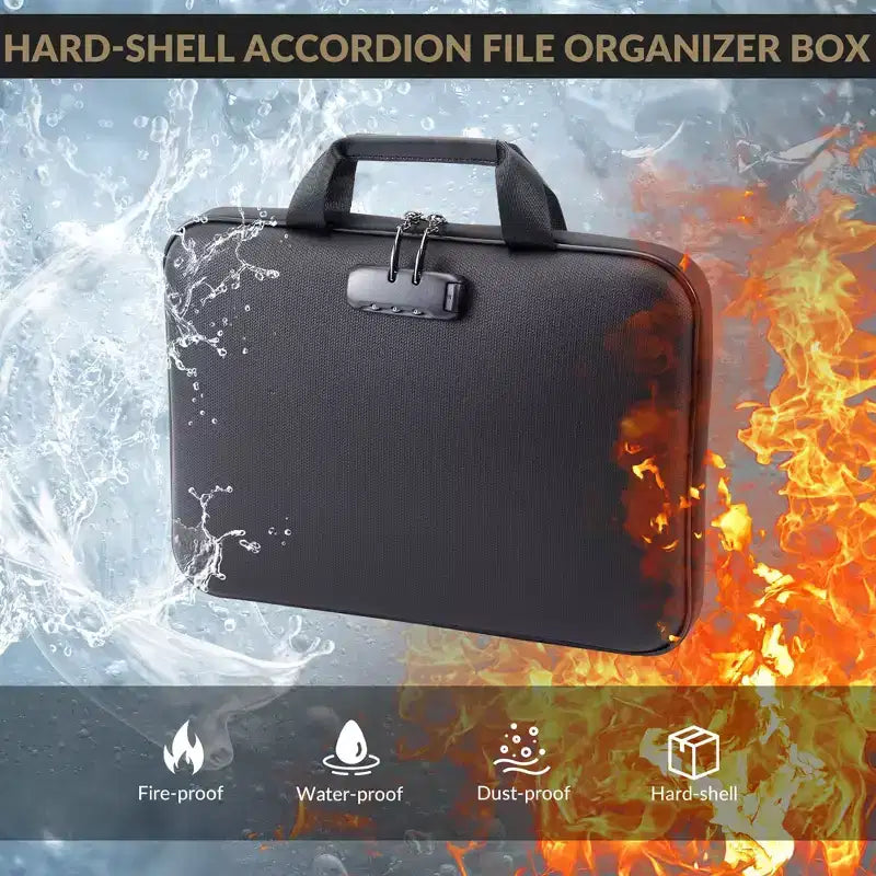 Boîte à documents ignifuge avec serrure, coffre-fort étanche et ignifuge pour documents, mallette de rangement portable pour documents importants
