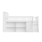 Lit mezzanine Full/Queen avec étagères intégrées et tête de lit lumineuse à LED - ModernLuxe
