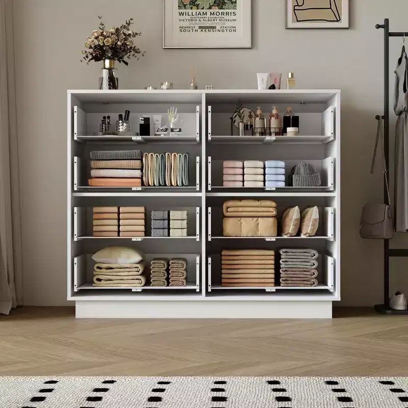 Grand meuble de rangement en bois avec 8 tiroirs, idéal pour la chambre, le salon ou l'entrée