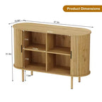 Bahut Mid-Century Moderne avec Portes Coulissantes, Buffet de Rangement d'Appoint de 120 cm pour Entrée, Salon ou Rangement de Cuisine