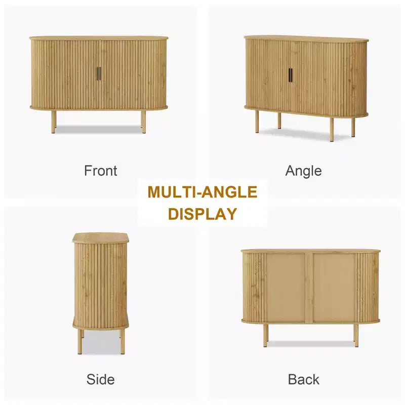 Bahut Mid-Century Moderne avec Portes Coulissantes, Buffet de Rangement d'Appoint de 120 cm pour Entrée, Salon ou Rangement de Cuisine