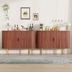 Bahut Mid-Century Moderne avec Portes Coulissantes, Buffet de Rangement d'Appoint de 120 cm pour Entrée, Salon ou Rangement de Cuisine