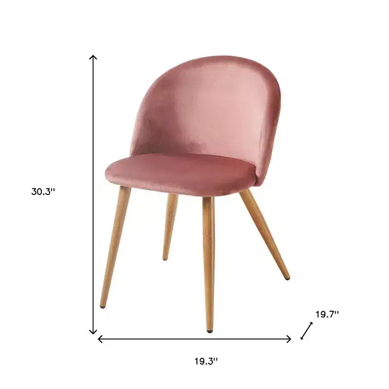 Chaise de salle à manger HomeRoots rose et chêne en velours et métal