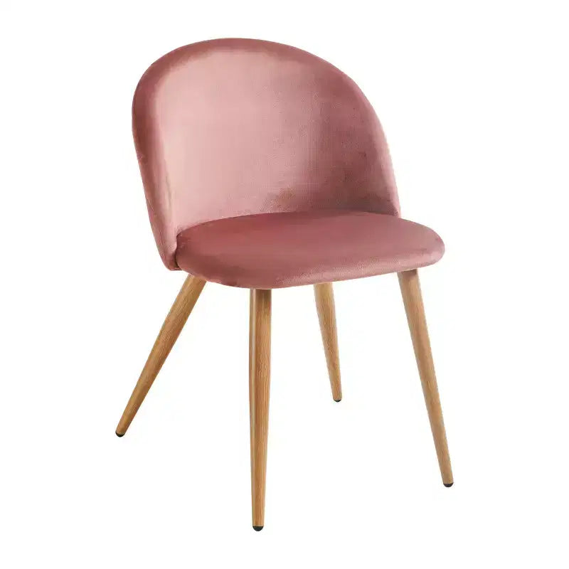 Chaise de salle à manger HomeRoots rose et chêne en velours et métal