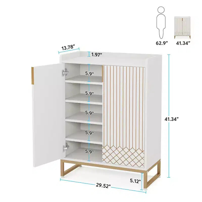 Meuble à chaussures moderne avec portes, étagère à chaussures moderne à 5 niveaux