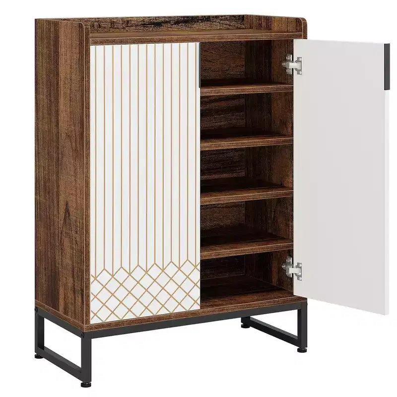 Meuble à chaussures moderne avec portes, étagère à chaussures moderne à 5 niveaux