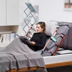Dossier de lit électrique VEVOR, capacité de 136 kg, dossier de lit relevable réglable de 4 à 68°, avec barrière de sécurité pliable et appui-tête, gris