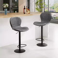 Modern 4-Piece Counter-Height Bar Stool Set with Backrest. Upholstered Faux Leather Chairs with Footrest for Kitchen or Dining Area. Gray